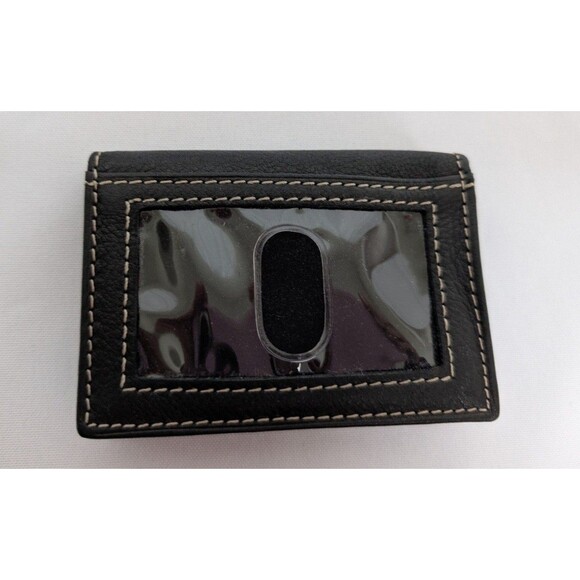 Fossil Mens Black Pebbled Leather Small Bifold Card Holder Wallet Snap ID Pocket - Picture 6 of 7